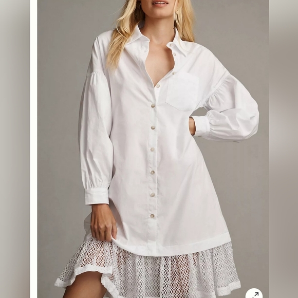 Maeve Lace Hem Shirt Dress - Picture 1 of 4